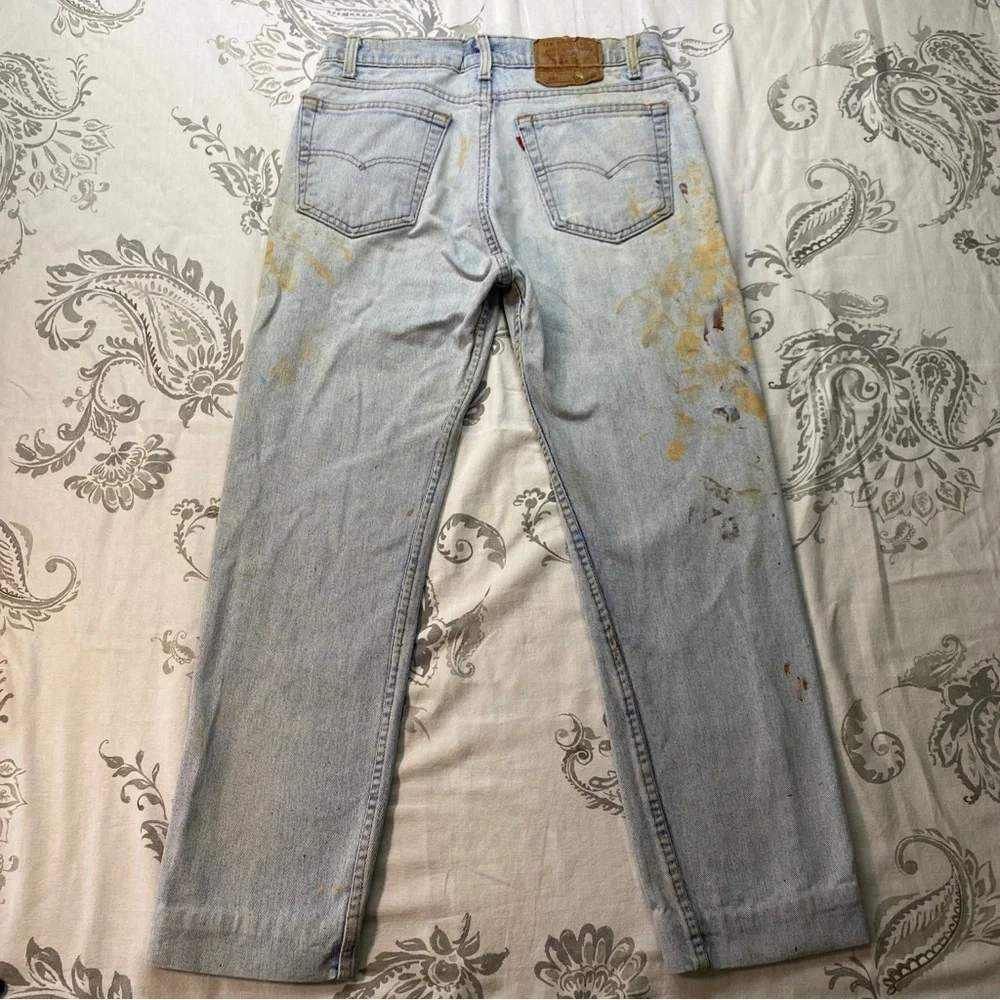 Vintage Levis Blank Tab 505xx 34X30 Measured‎ (32X28 )Thrashed Paint Jeans USA